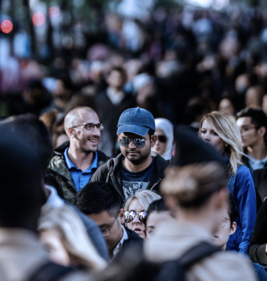 man in a crowd