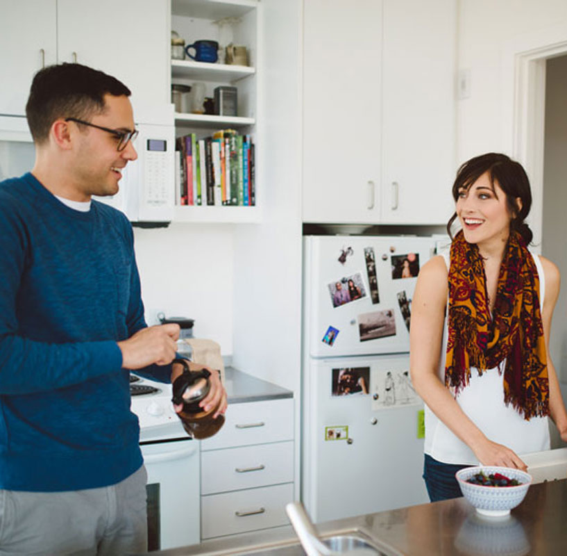 couple cooking dinner