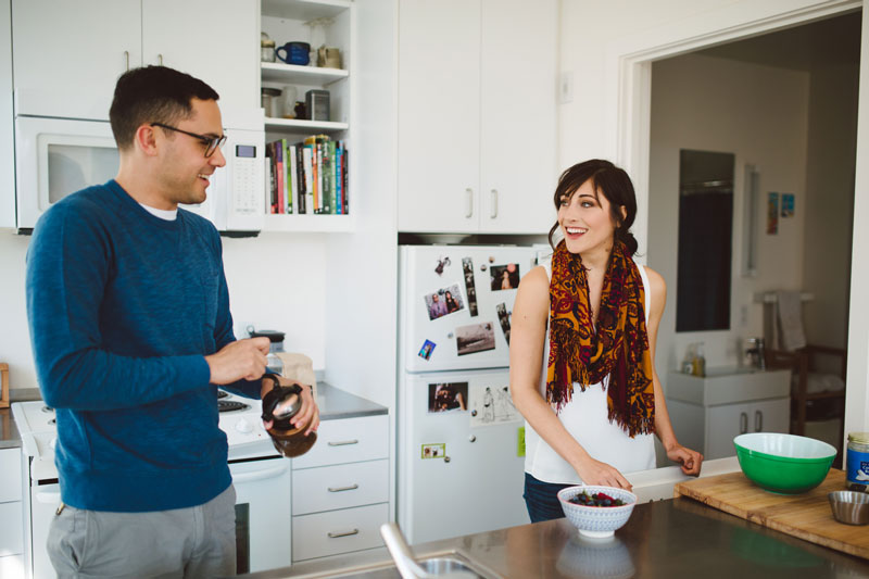 couple cooking dinner